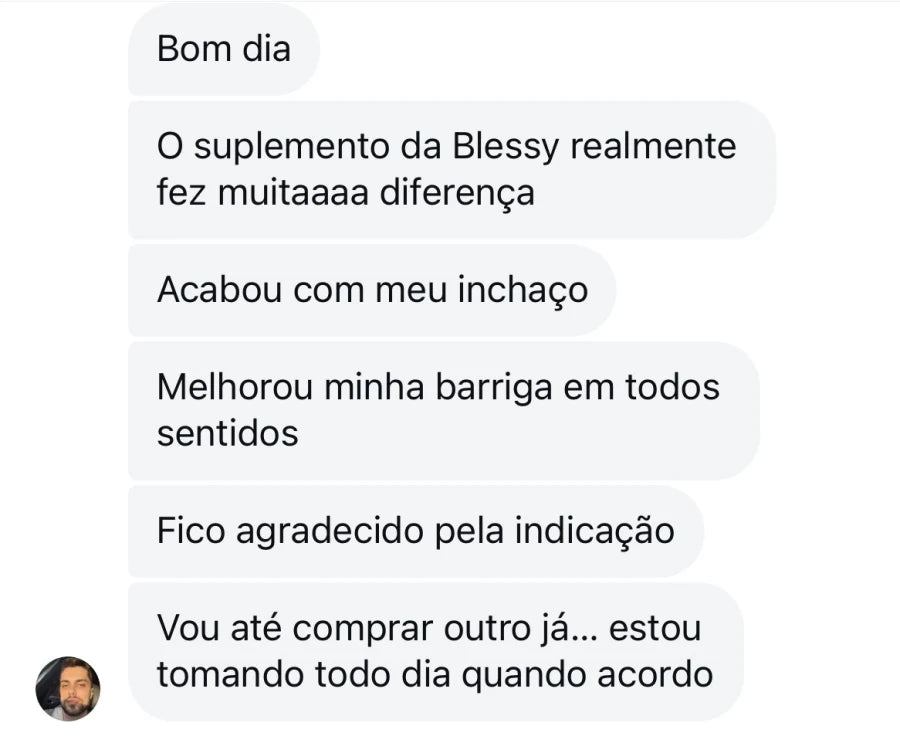 Depoimento de cliente que relata que acabou com o inchaço, melhorou a barriga, usa todo dia e vai comprar outro.