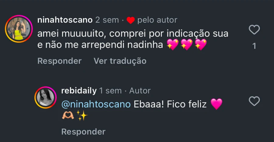 Depoimento de cliente que diz que comprou Blessy por indicação e não se arrependeu.