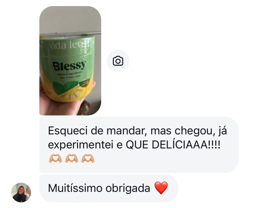 Depoimento de cliente que produto chegou, cliente experimentou e achou uma delicia.